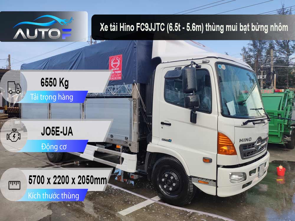 Xe tải Hino FC9JJTC (6.5t - 5.6m) thùng mui bạt bửng nhôm